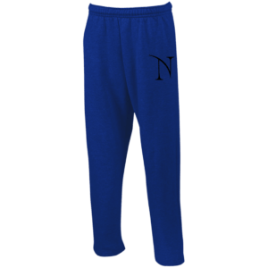 Branded black logo Open Bottom Sweatpants w/ Pockets - Image 3